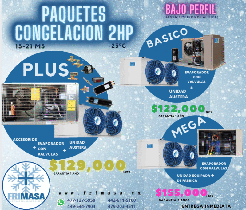 PAQUETES CONGELACION 2HP BAJO PERFIL